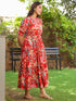 Women Floral Print Puff Sleeve Pure Cotton Fit & Flare Midi Dress